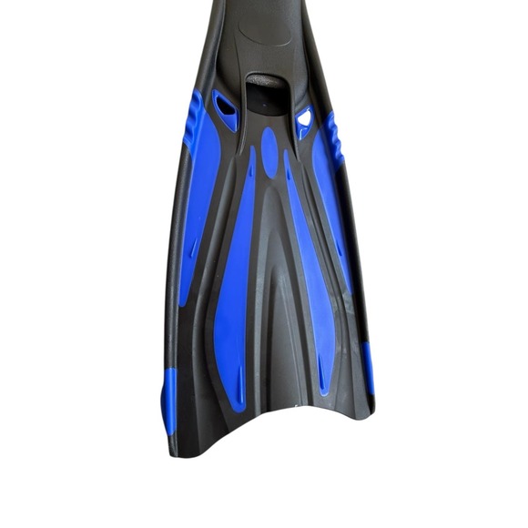 Adult Long Snorkel Fins‎ Size 8–8.5 Blue Scuba Diving Flippers + Mesh Travel Bag - Picture 1 of 9